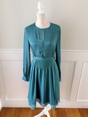 Beulah London Silk Dress Blue Green UK10 US6